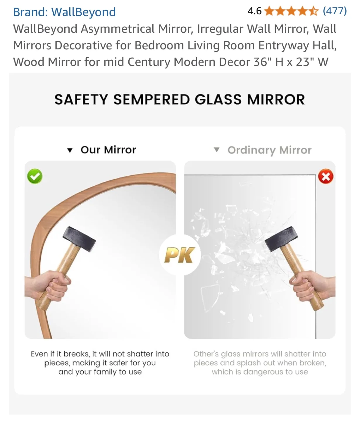 WallBeyond Asymmetrical Wall Mirror 36" x 23" image indicator(6)