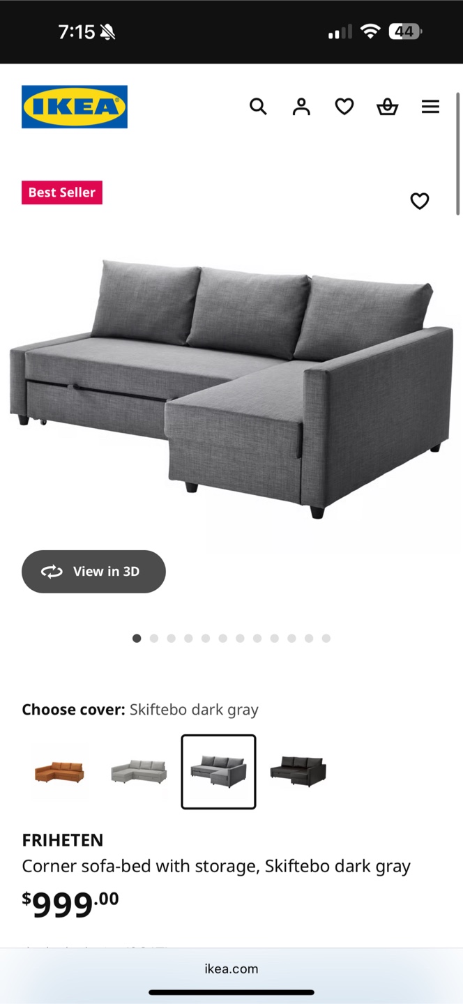 IKEA FRIHETEN Corner Sofa-Bed - Skiftebo Dark Grey - photo 3
