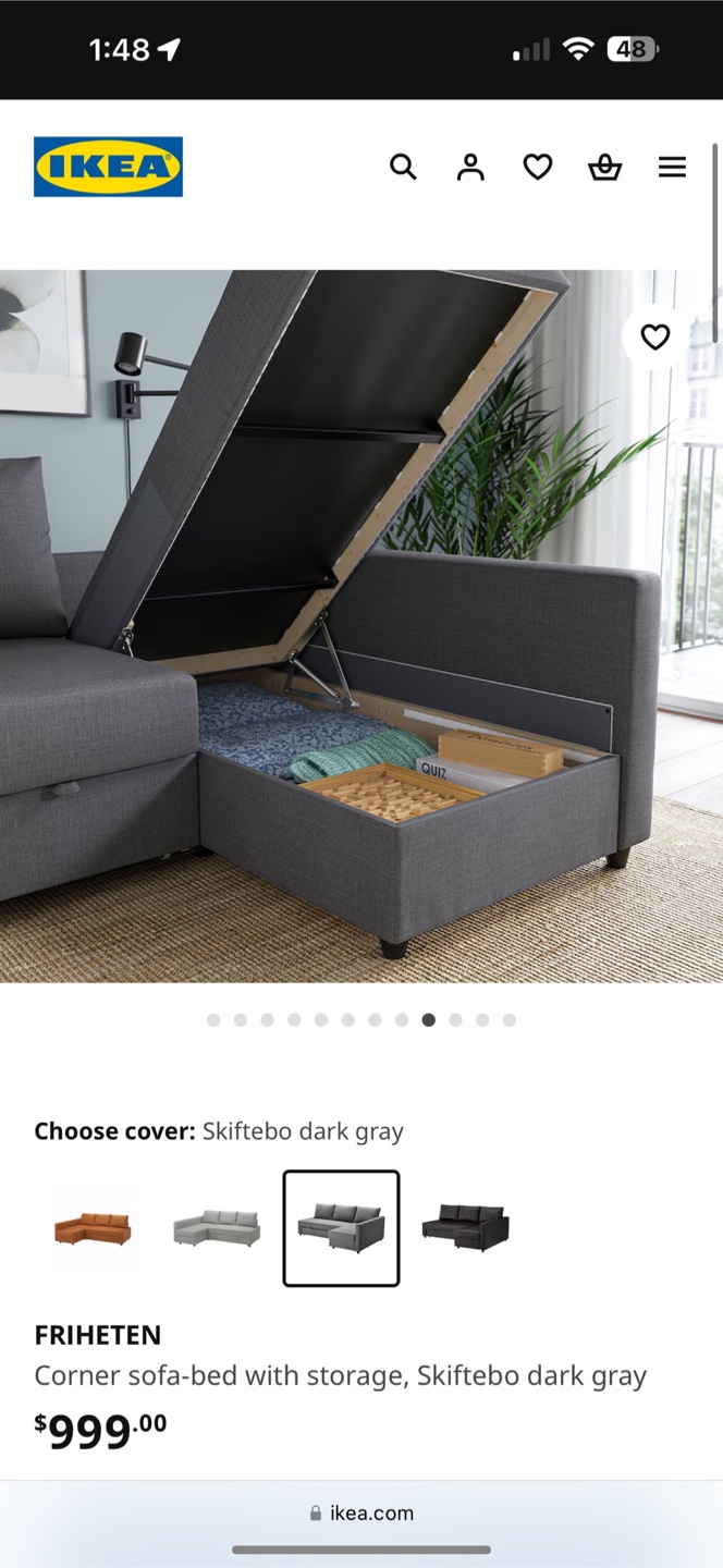 IKEA FRIHETEN Corner Sofa-Bed - Skiftebo Dark Grey - photo 2