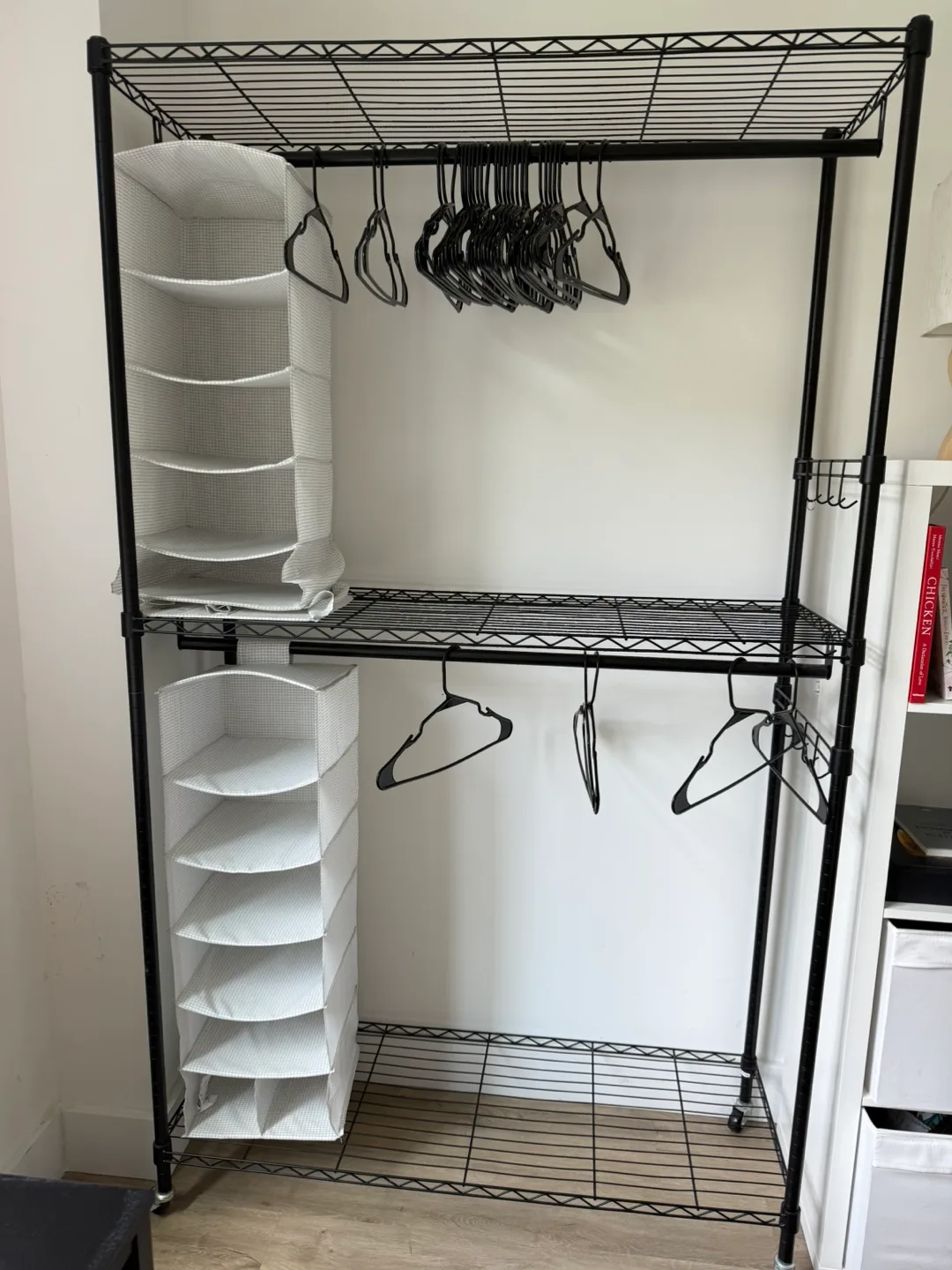Black Garment Rack with Hanging Organizer thumbnail