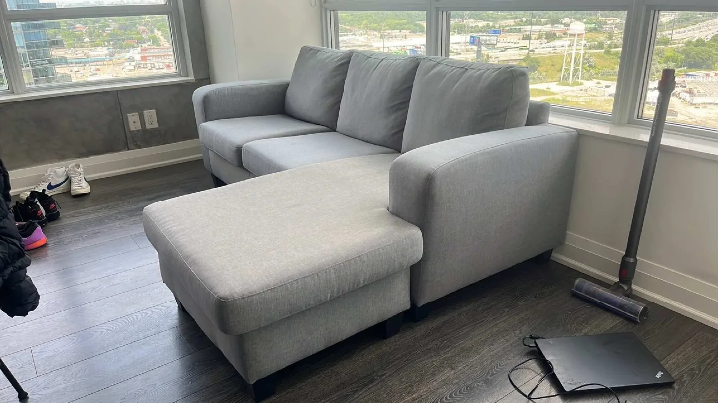 Structube Grey Sectional Sofa with Chaise (DELIVERY AVAILABLE) thumbnail