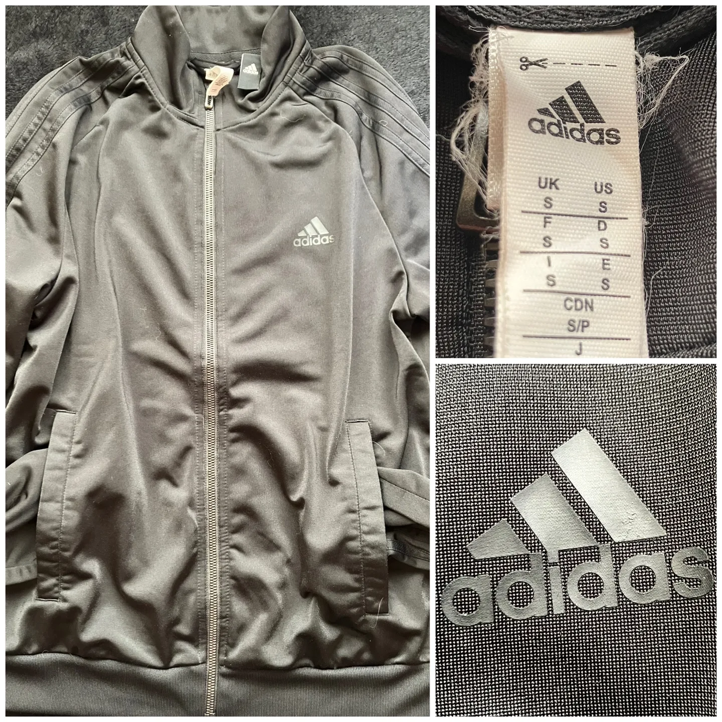 (Adidas) Black Track Jacket - Size Men Small thumbnail