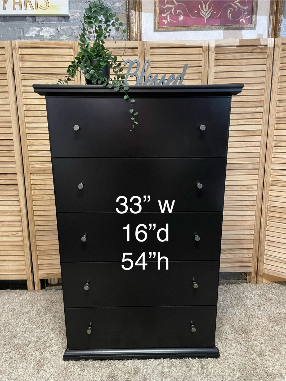 Black 5-Drawer Dresser - photo 4