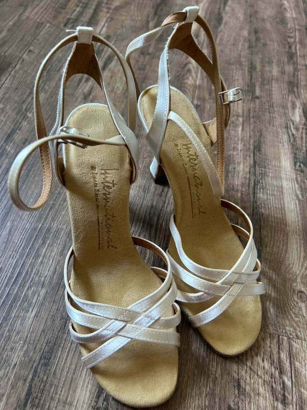 White Satin International Dance Shoes, Size 7 thumbnail
