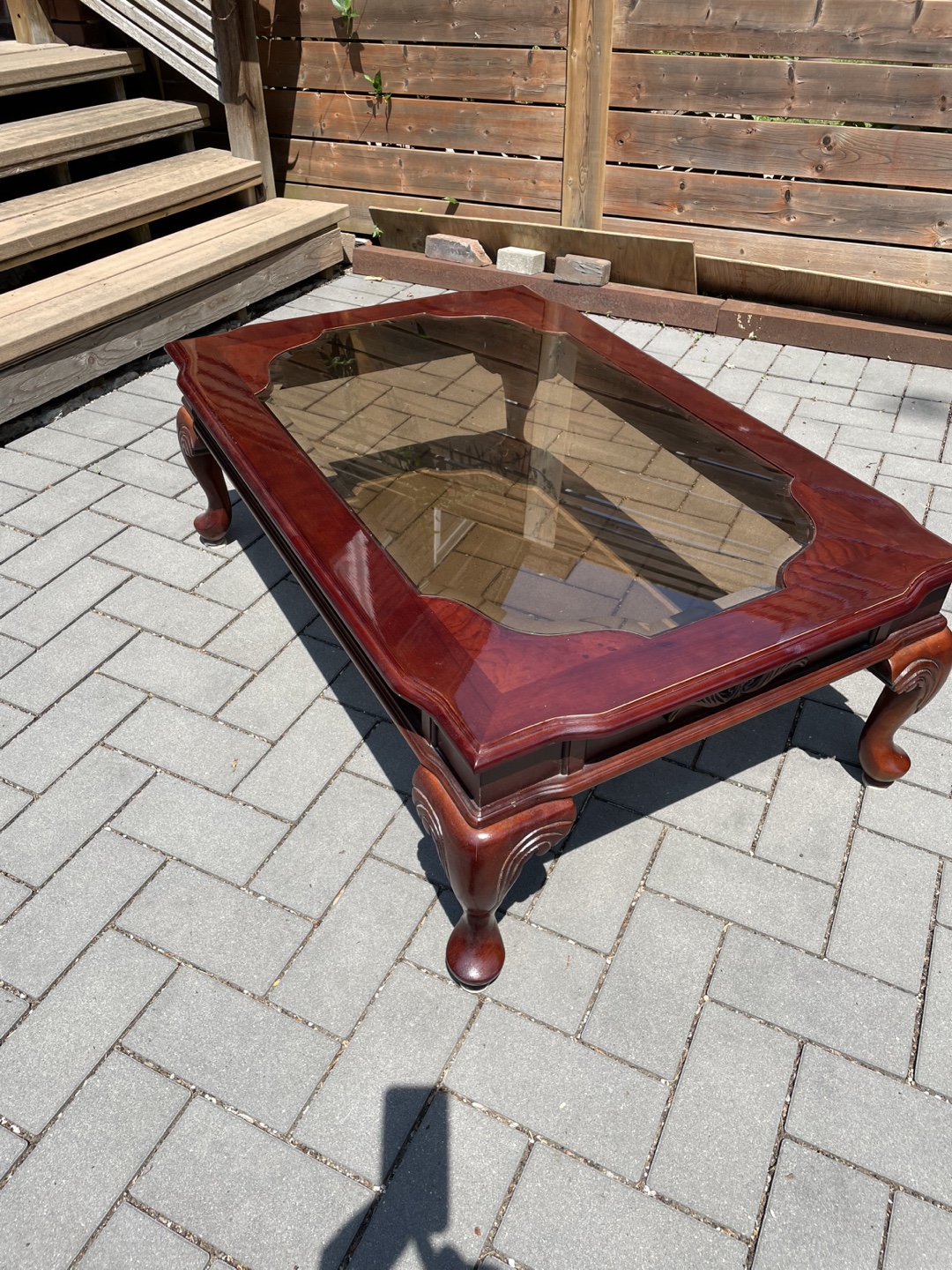 Glass Top Coffee Table - real wood