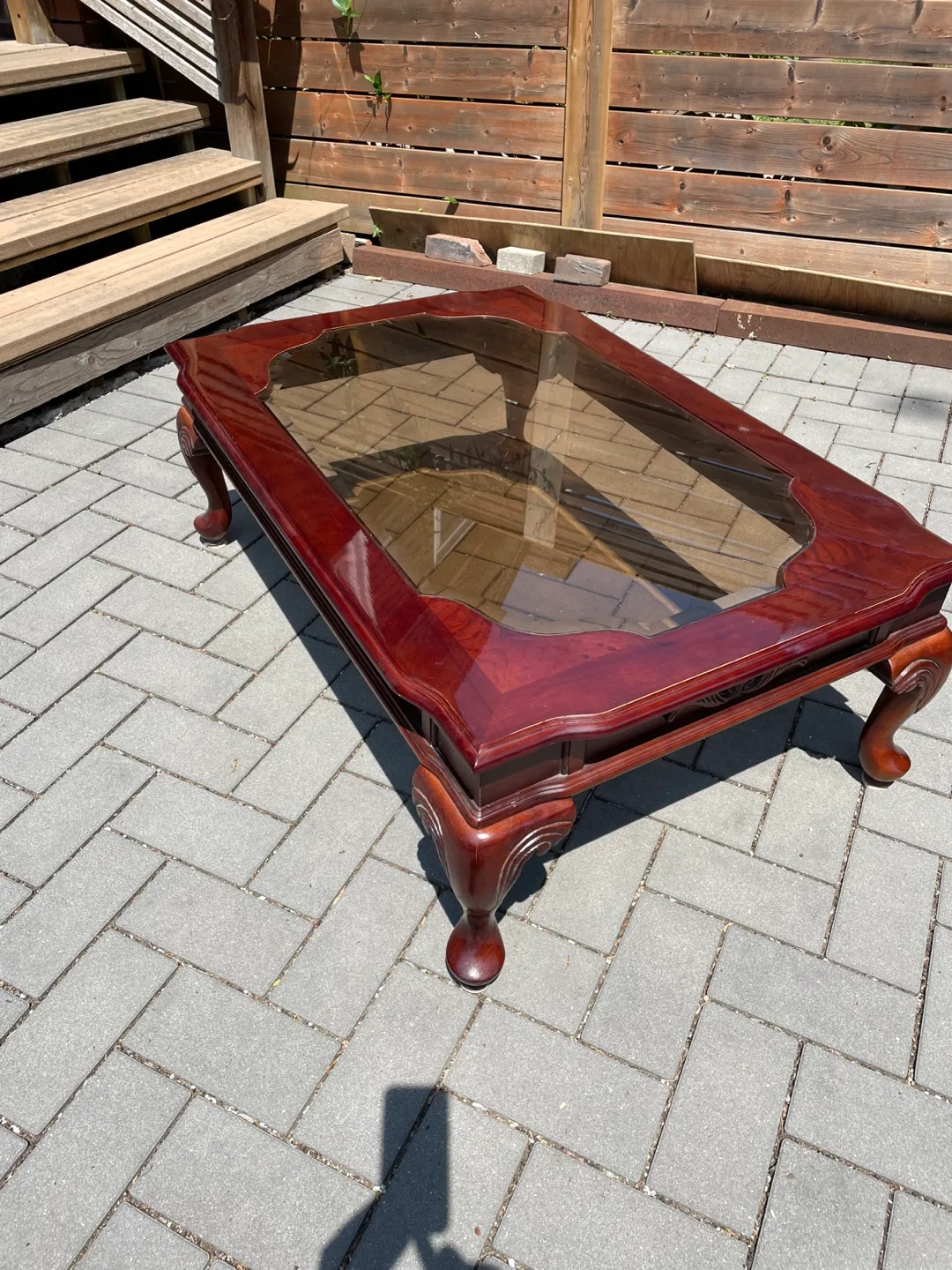 Glass Top Coffee Table - real wood thumbnail