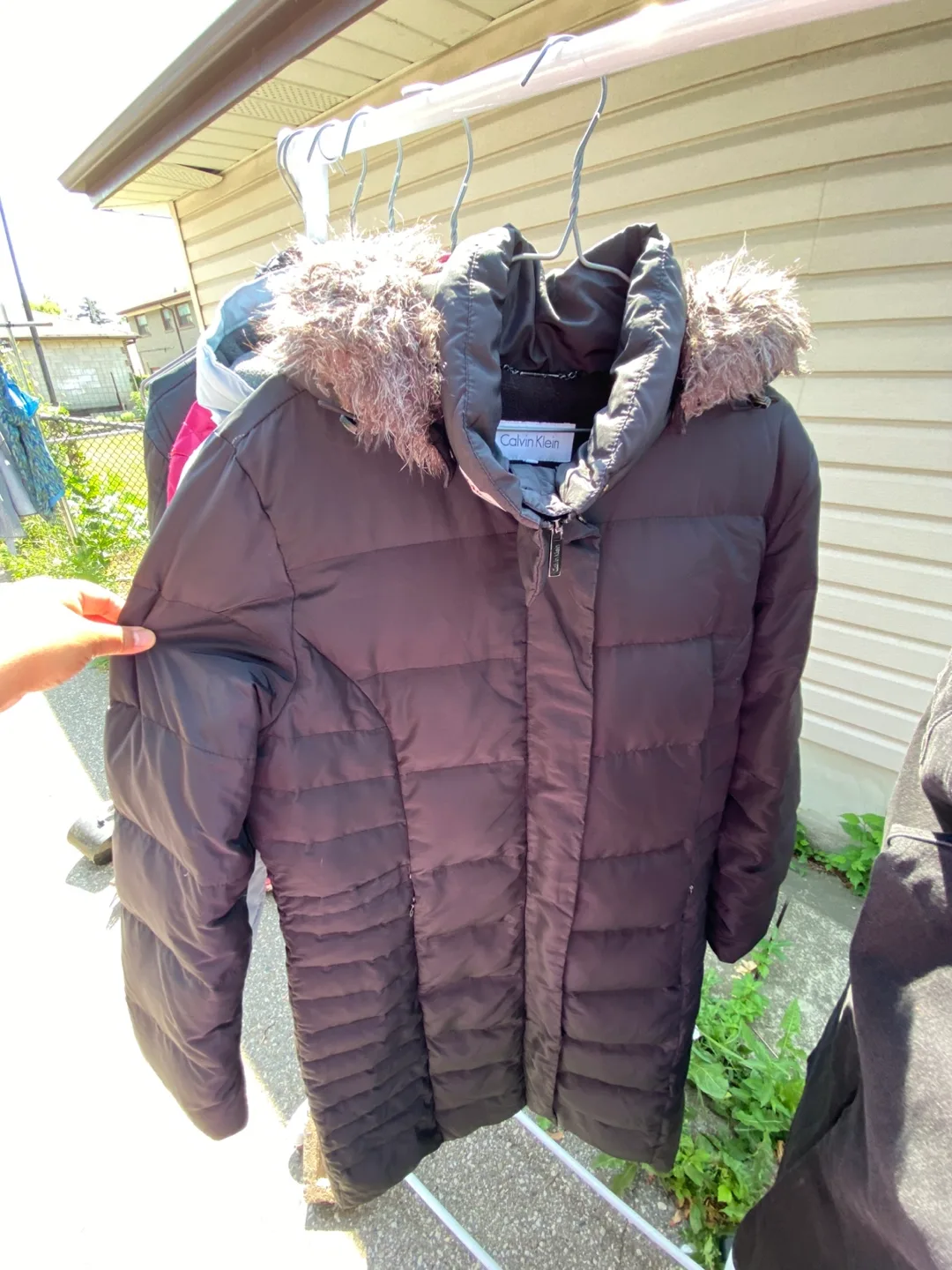 Calvin Klein Long Down Puffer Coat in Black thumbnail
