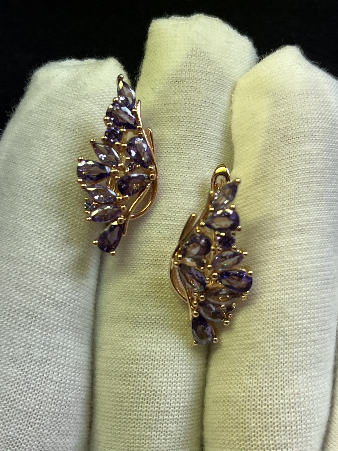 14k 585 stamped RG Amethyst earrings Perfect for daily wear. - photo 2