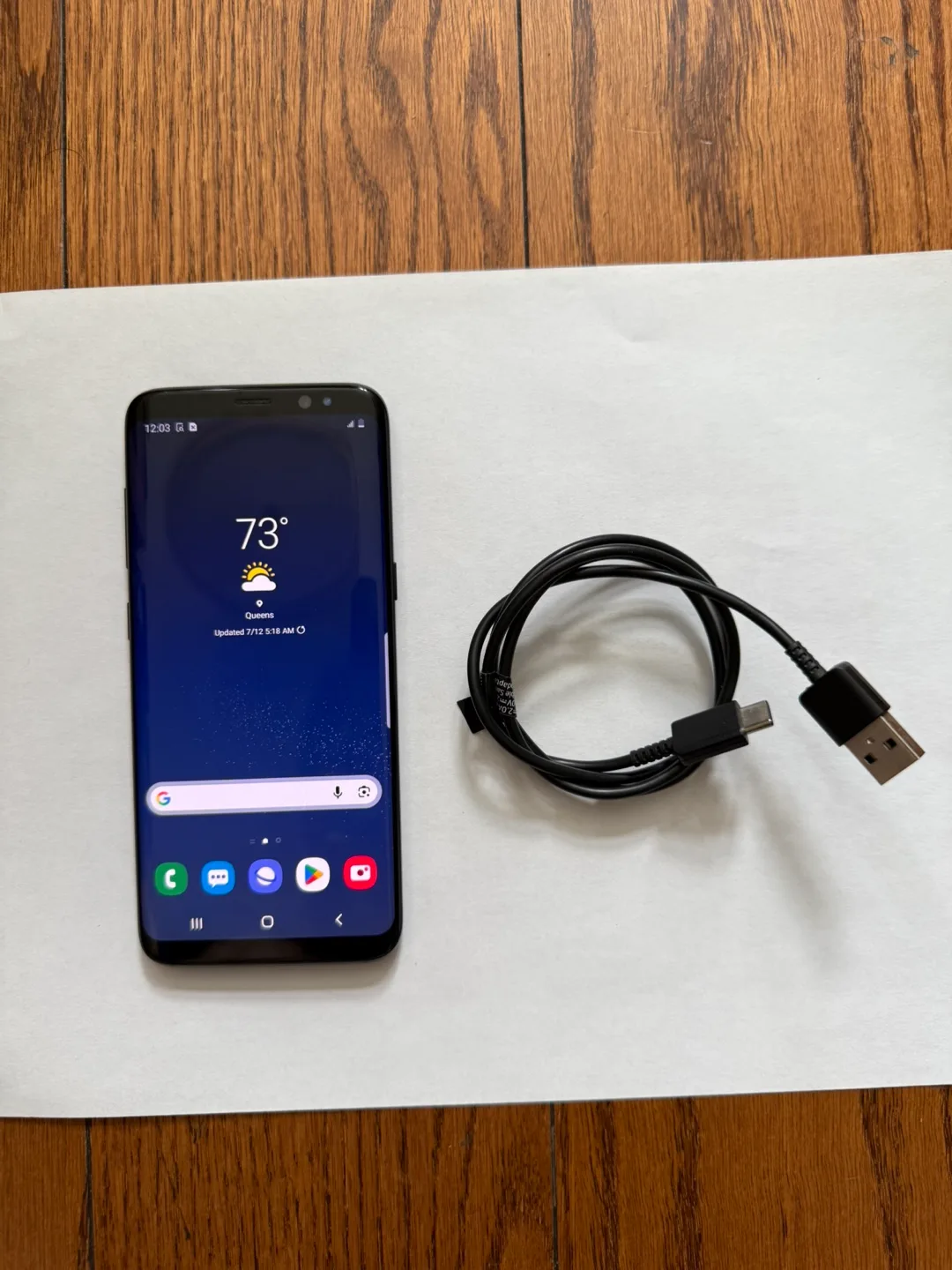 Samsung Phone Galaxy S8 Black 64GB/Unlocked/USB-C Charging Cable thumbnail
