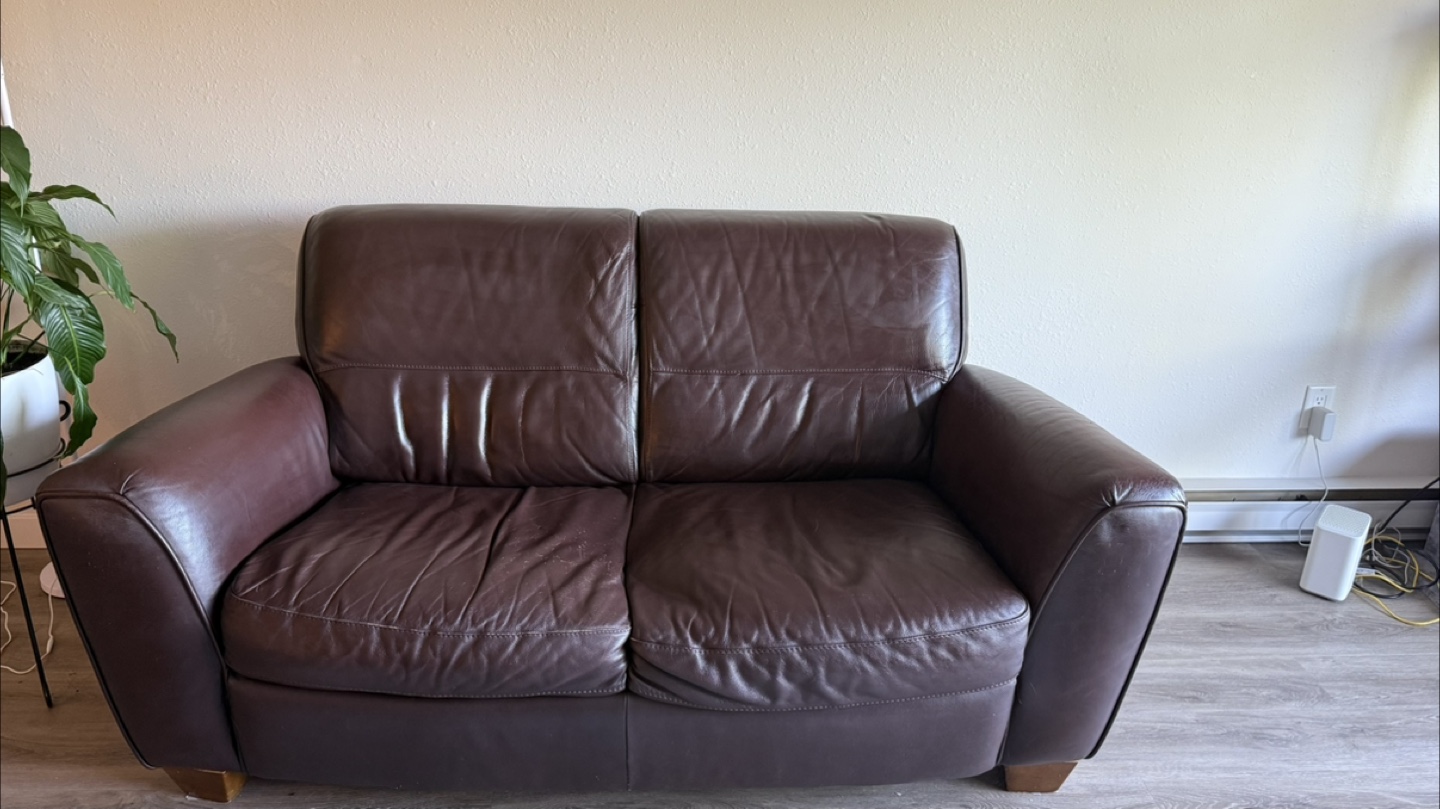 Free! Natuzzi Brown Leather Sofa - 70 Inches Wide