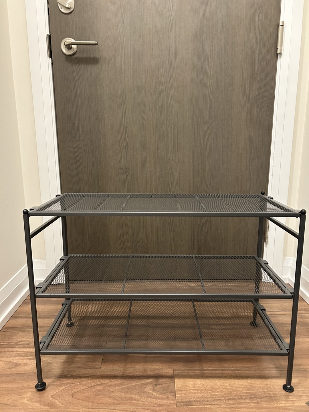 Metal Mesh 3-Tier Shoe Rack - Grey