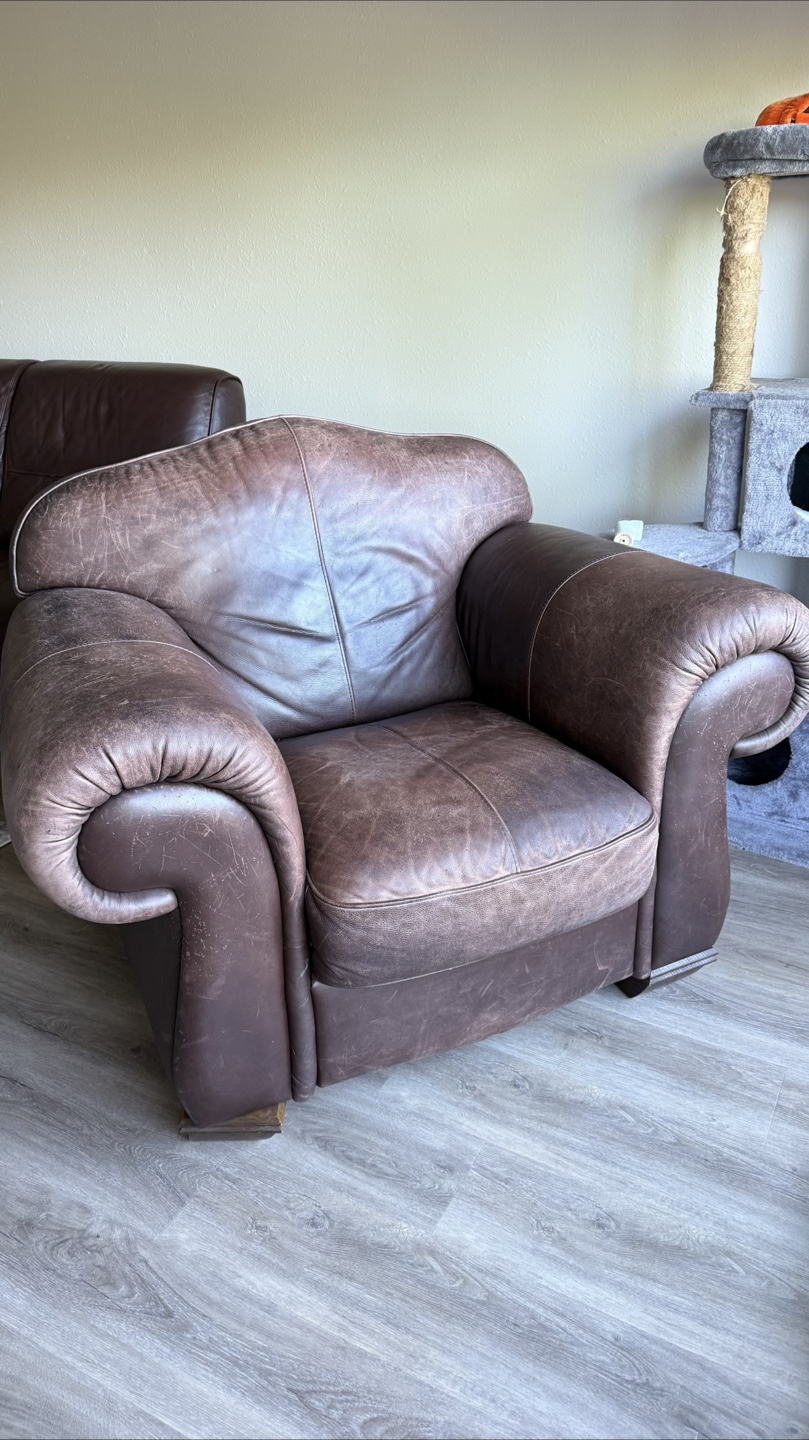 Free! Brown Leather Armchair