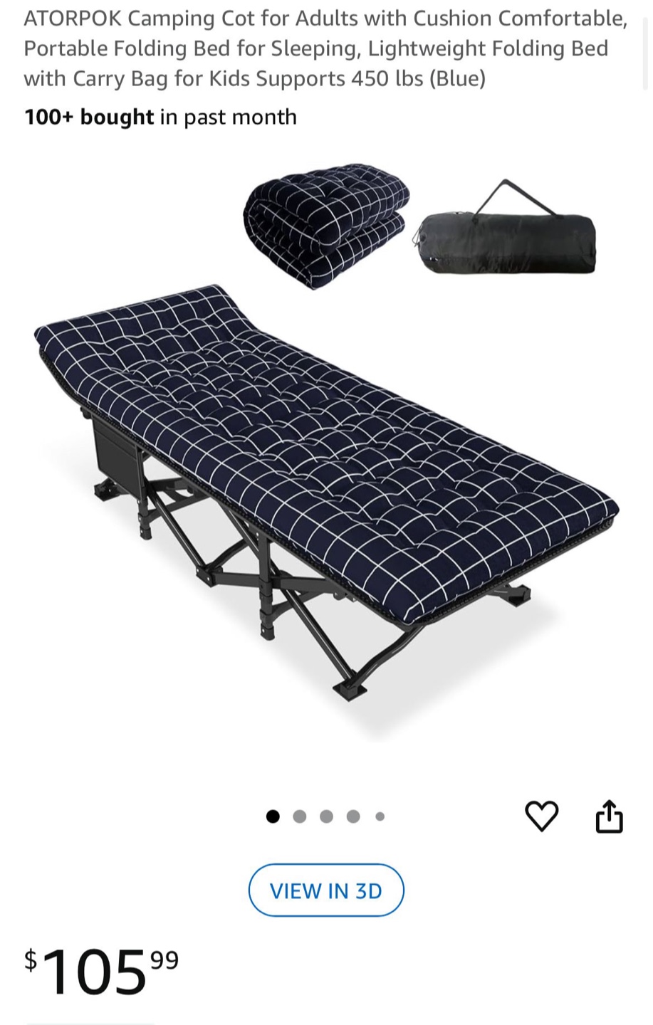 Camping Cot with Comfortable Cushion - photo 4