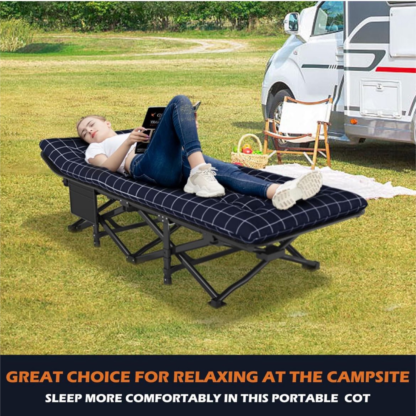 Camping Cot with Comfortable Cushion