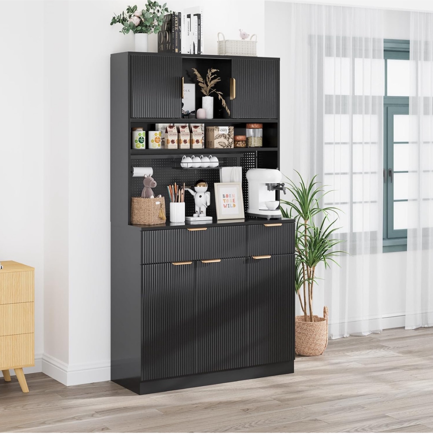 Black Kitchen Pantry Cabinet with Storage - photo 3