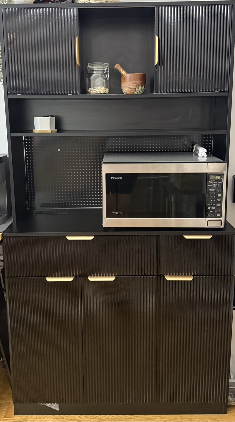 Black Kitchen Pantry Cabinet with Storage