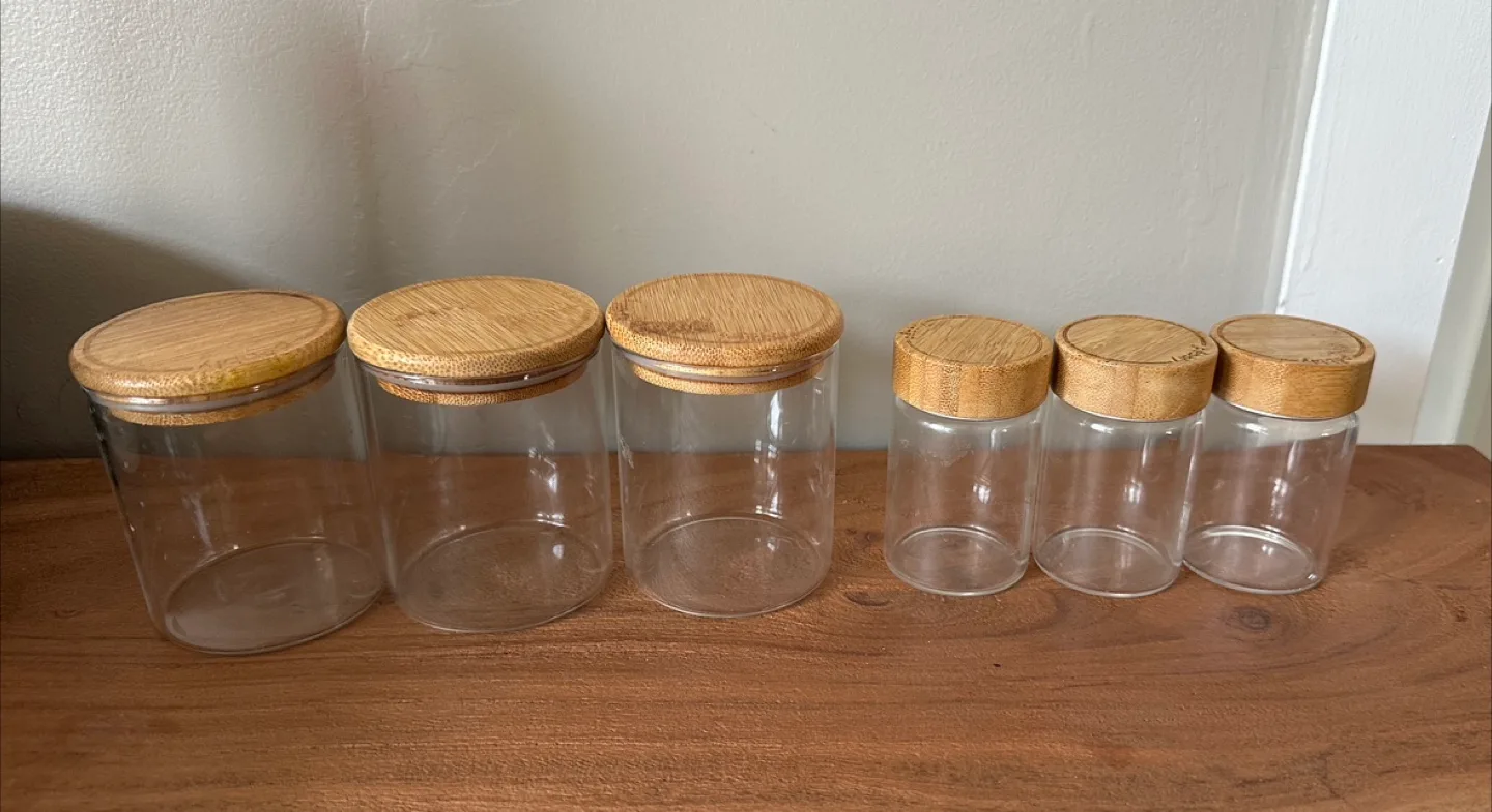 Glass Jars with Bamboo Lids - Pebbly Brand thumbnail