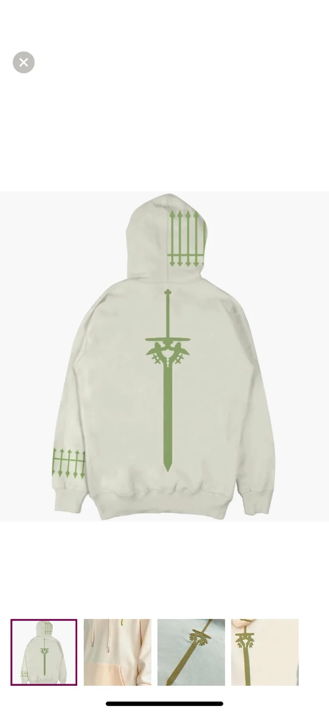 Sword Design Hoodie - Cream Colour thumbnail
