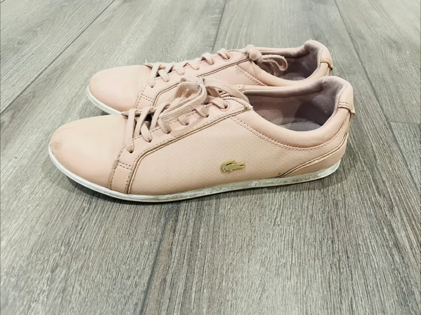 Lacoste Pink Leather Sneakers Size 7 thumbnail