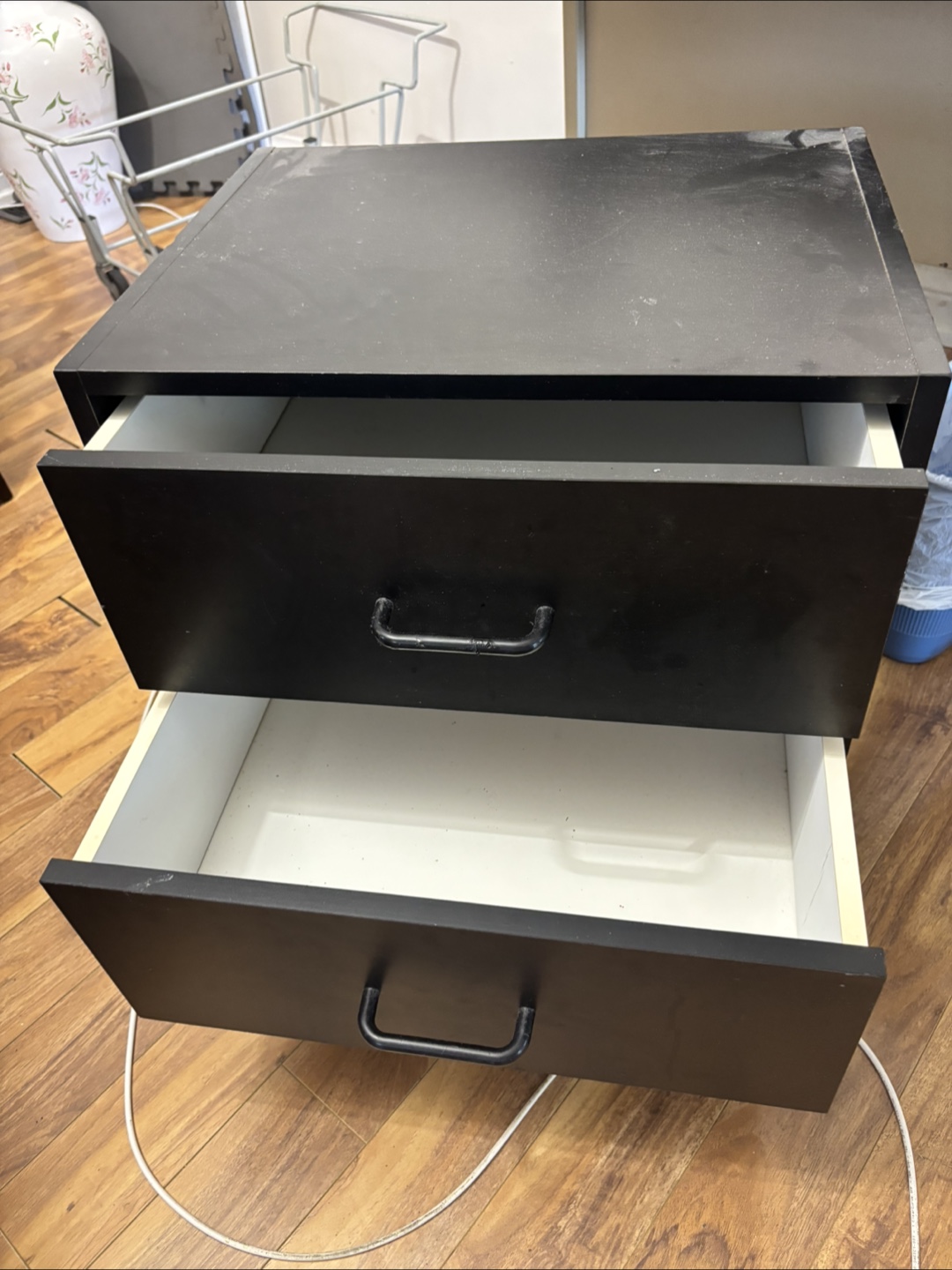 Black 2-Drawer Bedside Table - photo 2