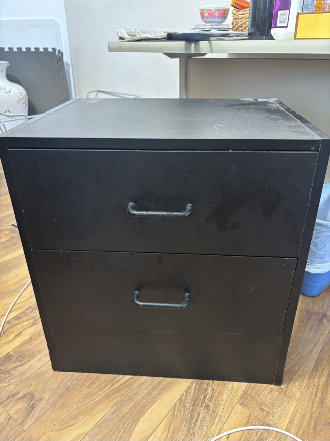 Black 2-Drawer Bedside Table