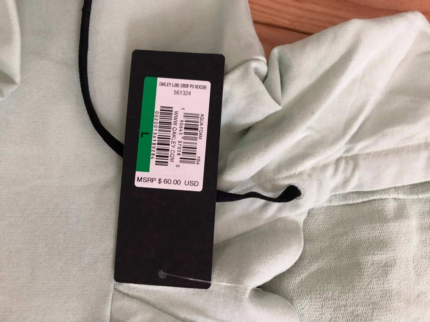 New Oakley Luxe Crop Hoodie - Aqua Foam, L image indicator(4)