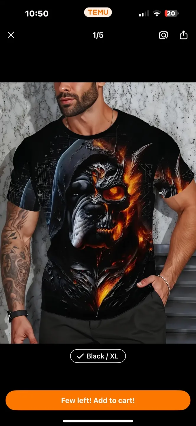 Temu Black Graphic T-Shirt - XL thumbnail