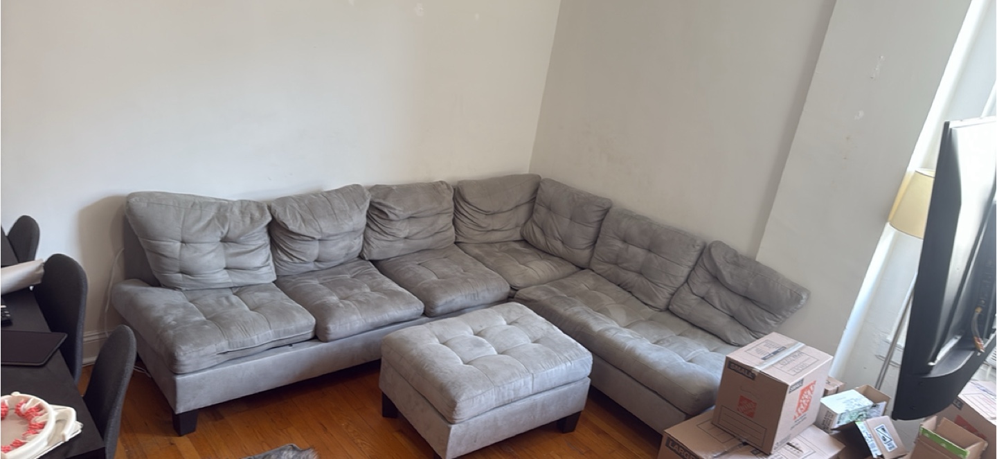 Gray Sectional Sofa with Ottoman - photo 2
