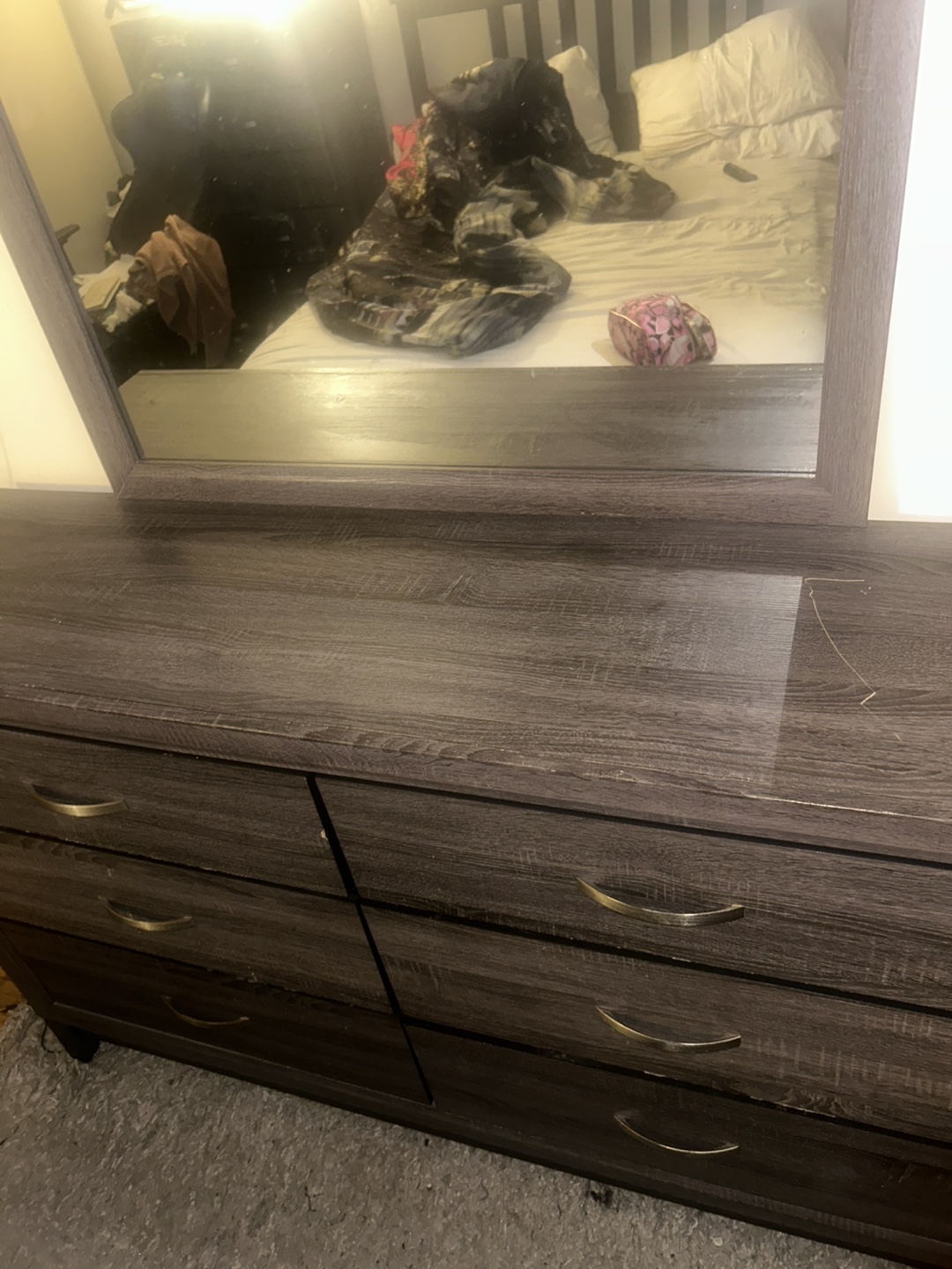 Wood Dresser with Mirror