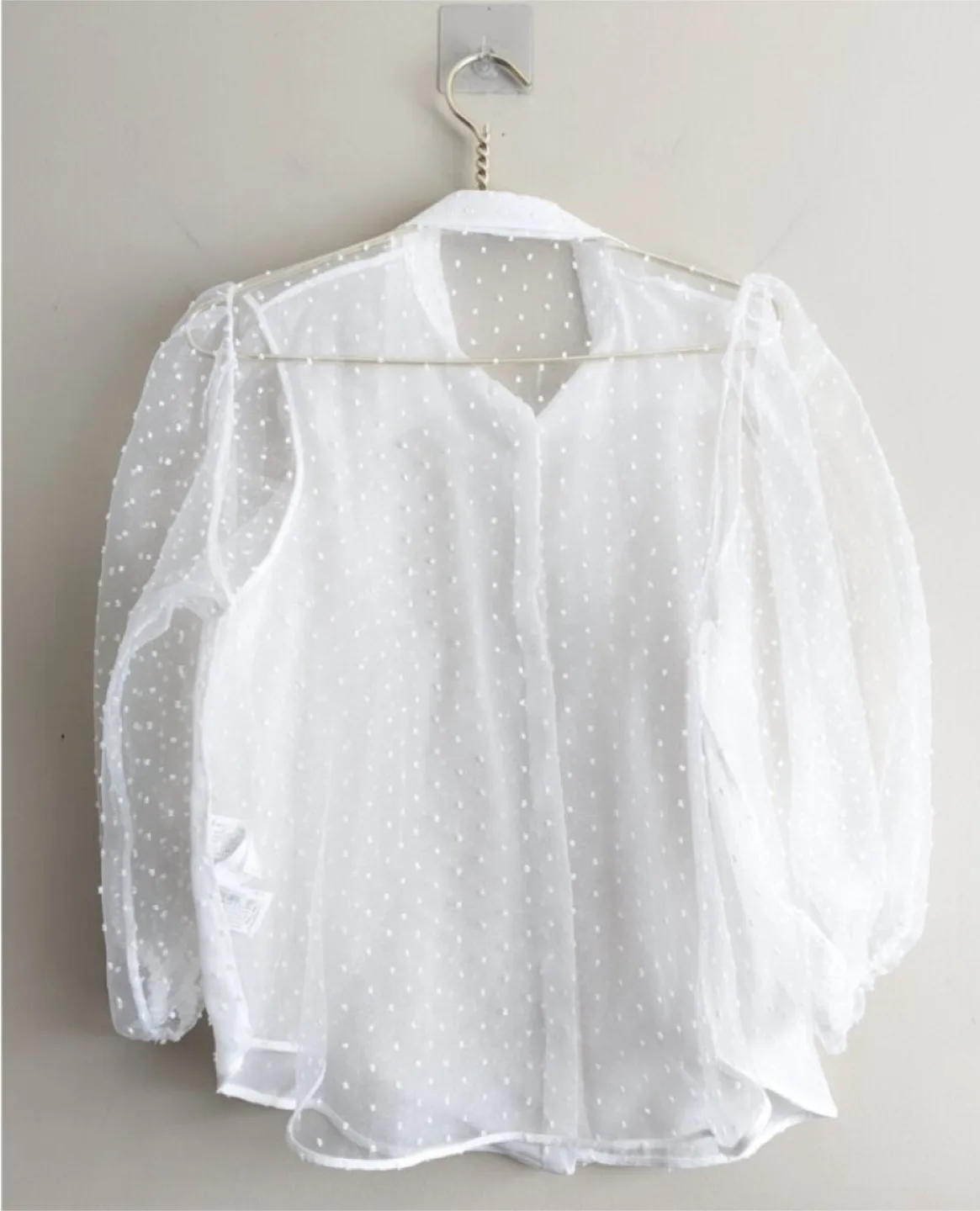 Zara White Swiss Dot Organza Blouse 🇨🇦 image indicator(4)