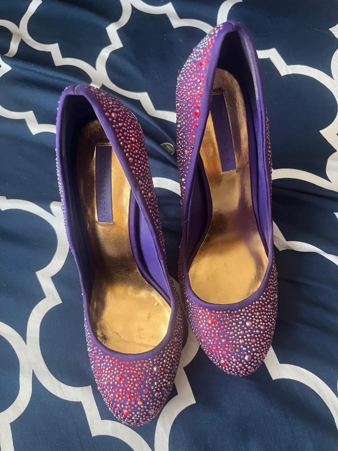 BCBGMAXAZRIA Purple Rhinestone Heels - Size 8 thumbnail