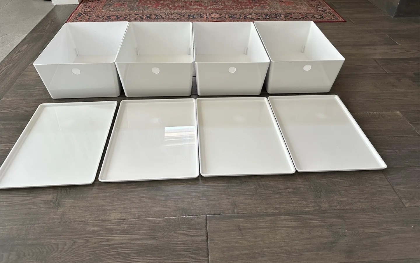 4 White Storage Boxes with Lids thumbnail