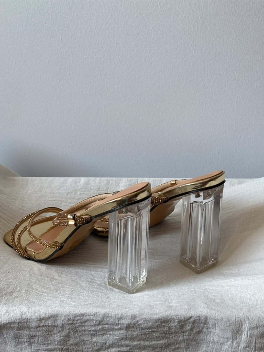 Gold Heels with Clear Block Heel image indicator(2)