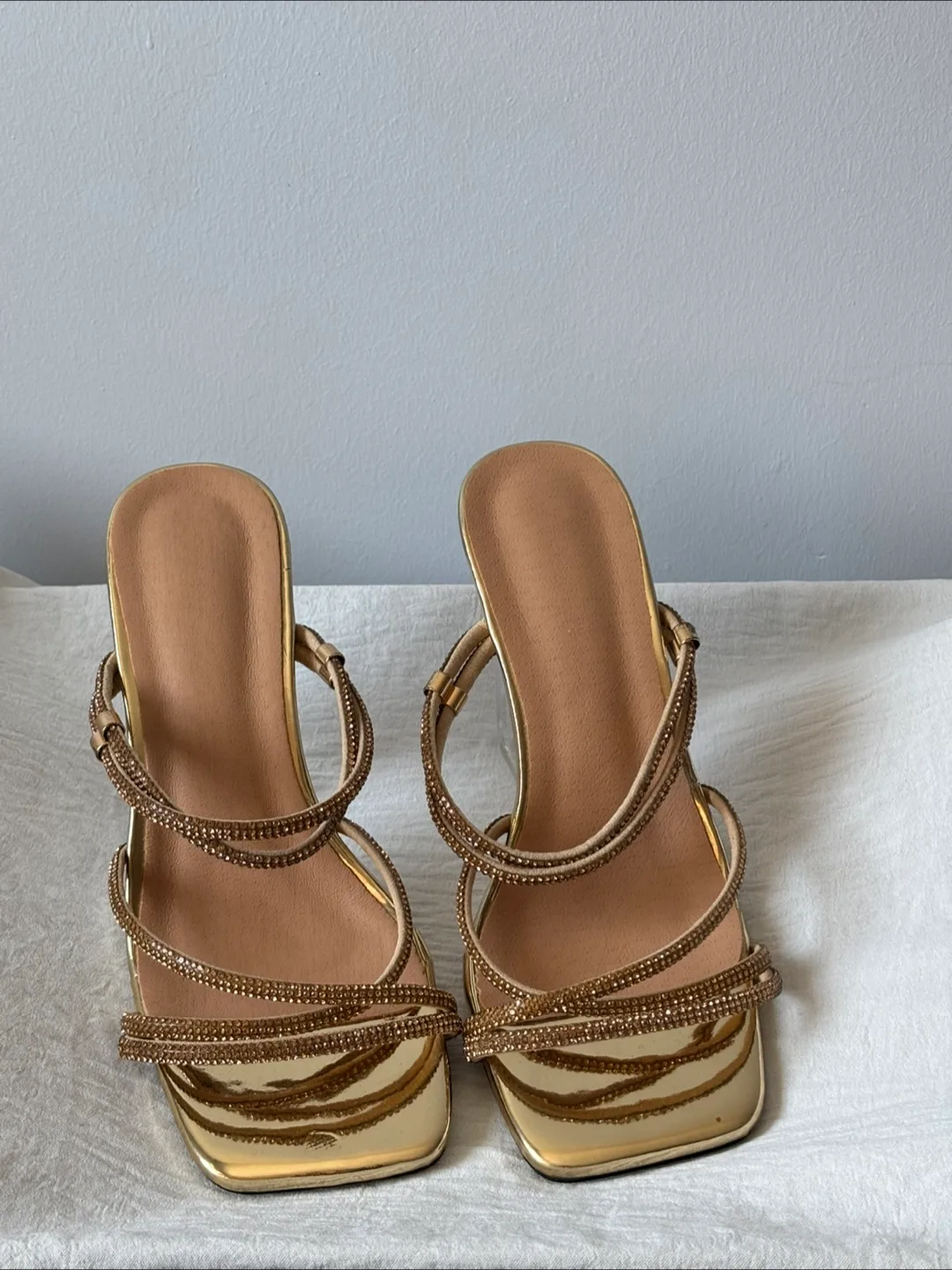 Gold Heels with Clear Block Heel thumbnail