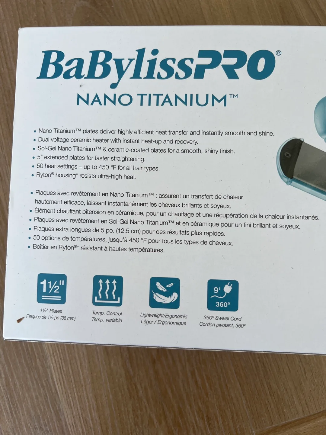 New BaBylissPRO Nano Titanium 1 1/2" Flat Iron image indicator(3)