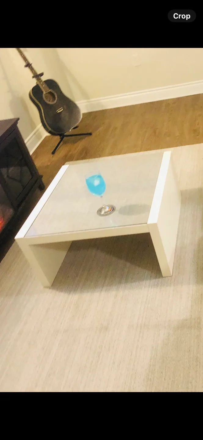 White Coffee Table with Glass Top thumbnail