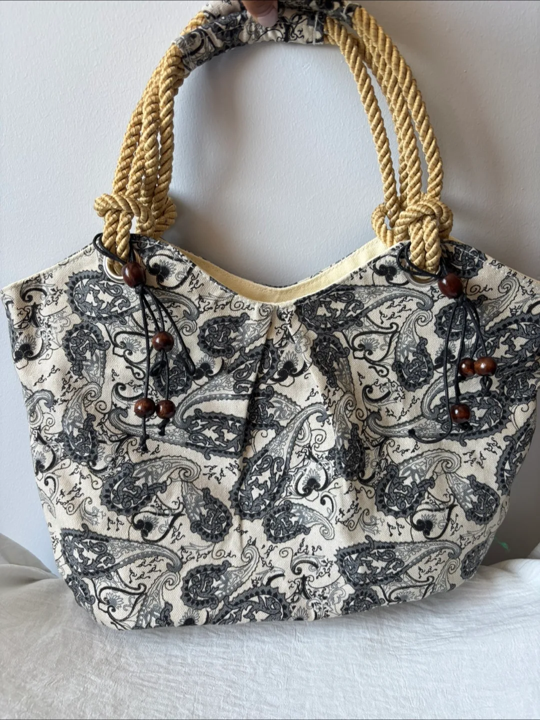 Paisley Pattern Tote Bag with Rope Handles thumbnail