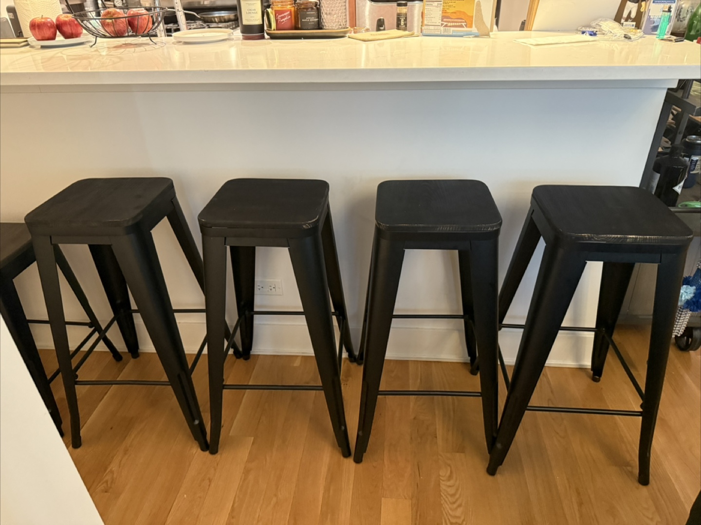 Set of 4 Black Metal Bar Stools - 30 inches tall - photo 2