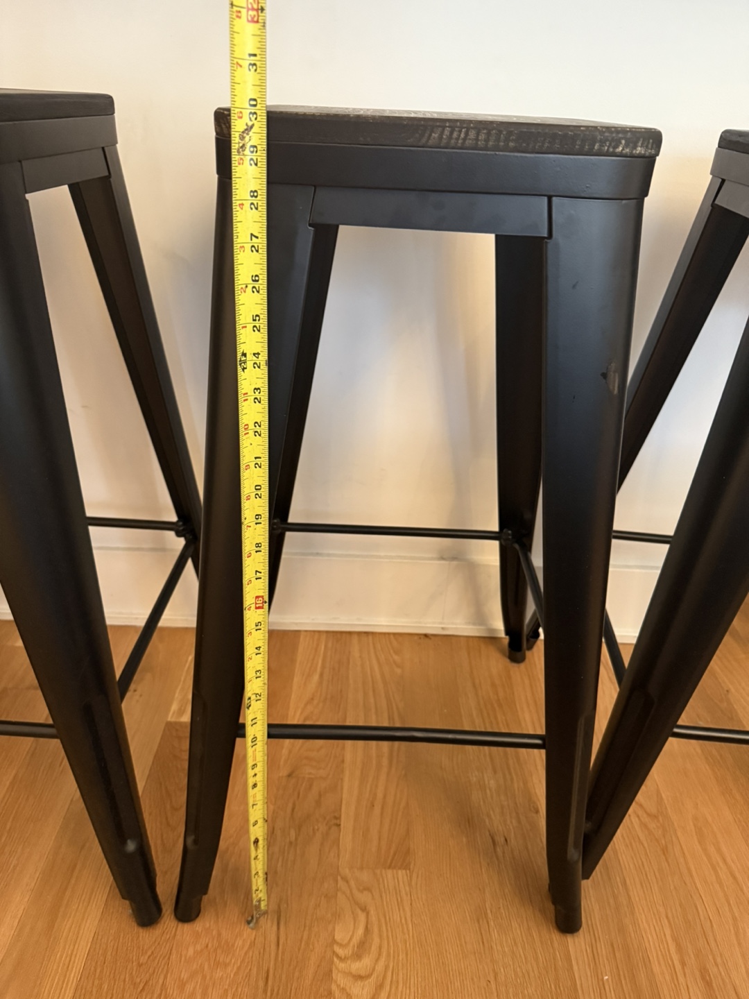 Set of 4 Black Metal Bar Stools - 30 inches tall - photo 5
