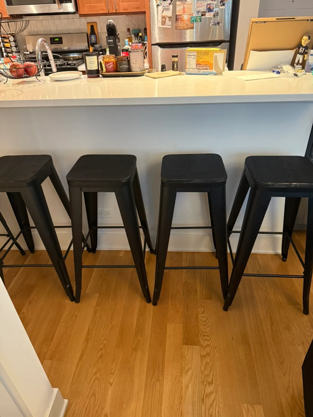 Set of 4 Black Metal Bar Stools - 30 inches tall thumbnail