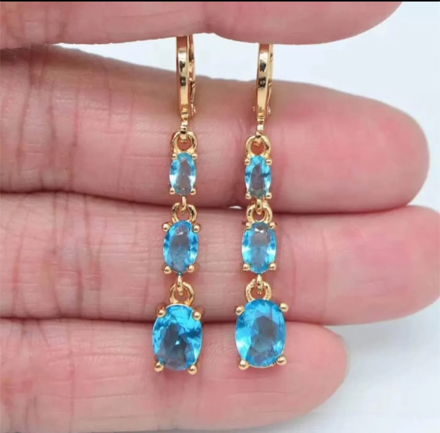 18k gold filled Oval Mystic Topaz Dangle earrings thumbnail