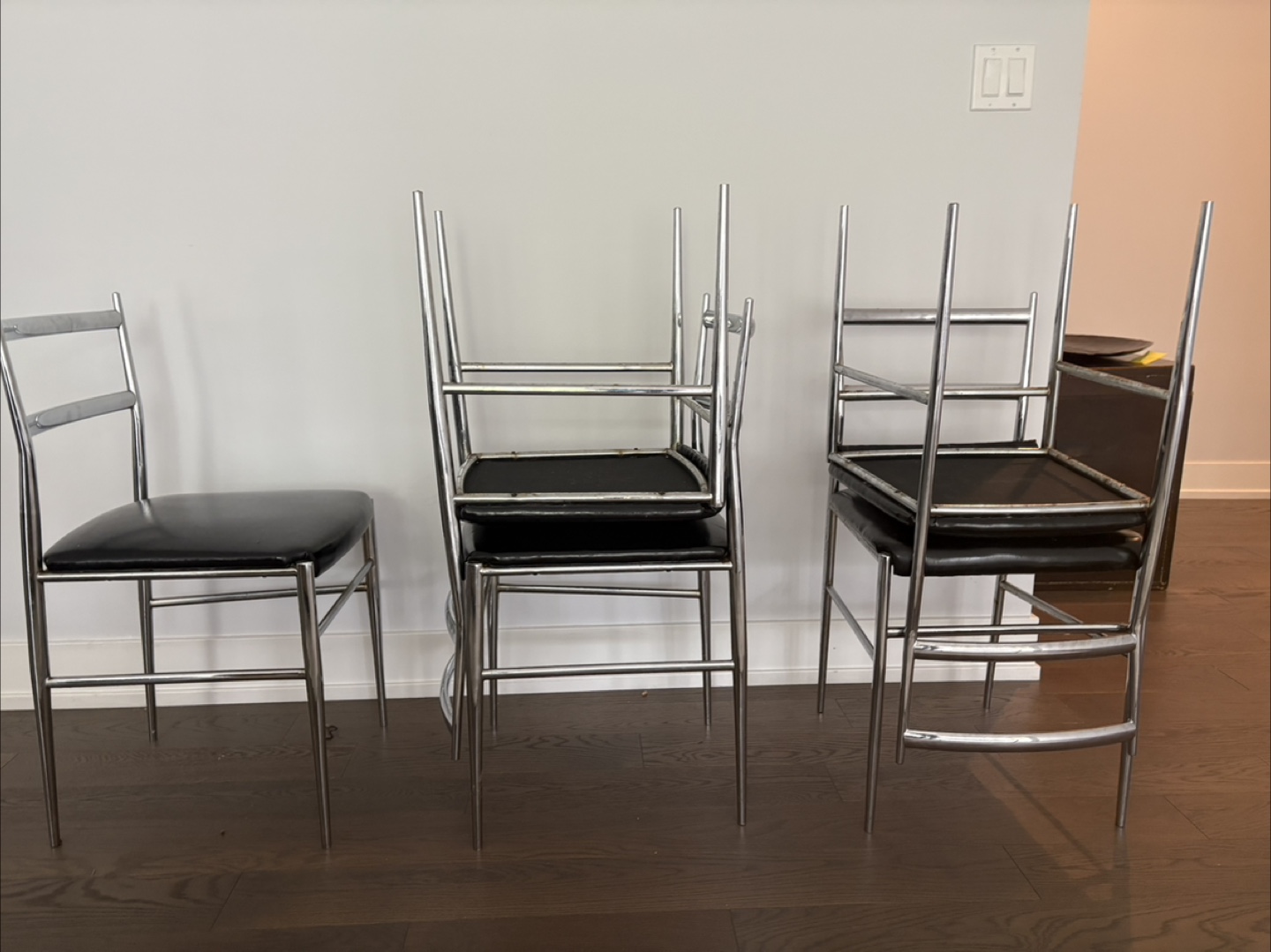 Set of 5 Chrome Frame Dining Chairs