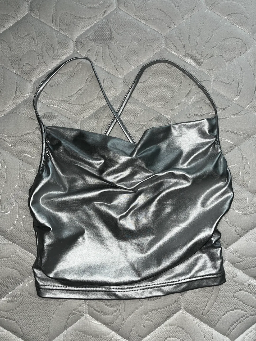 Silver Criss Cross Halter Going Out Top thumbnail