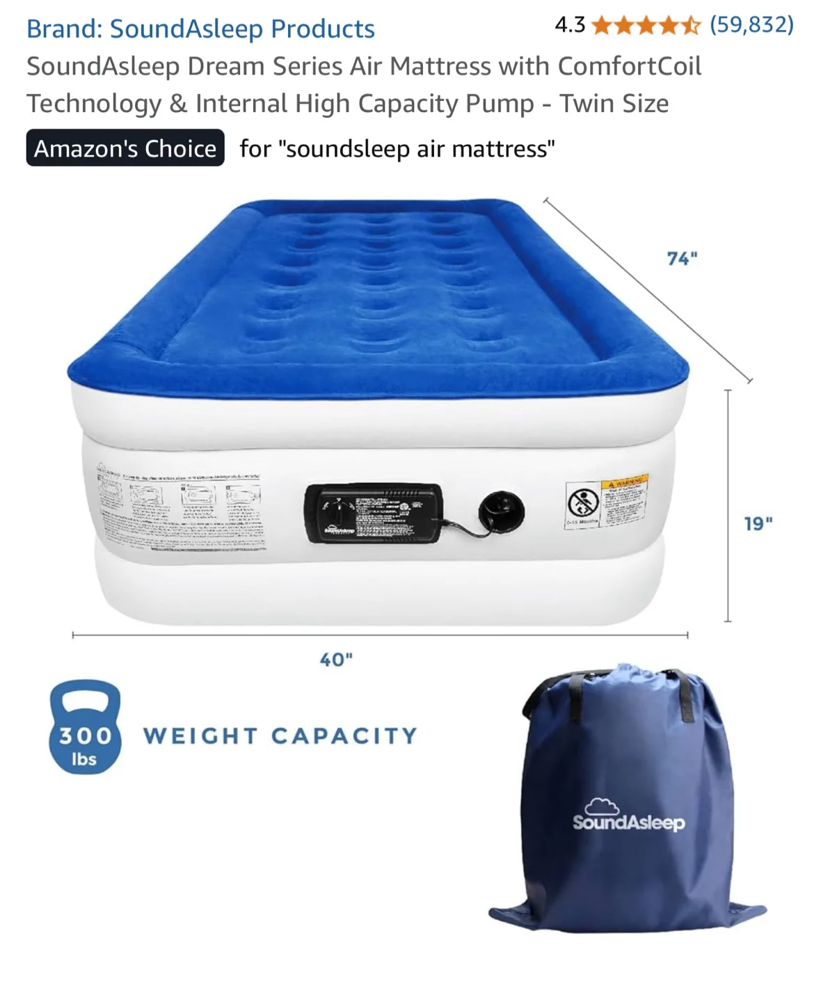 New! SoundAsleep Air Mattress (Twin) - Wirecutter Top Choice ✨ thumbnail