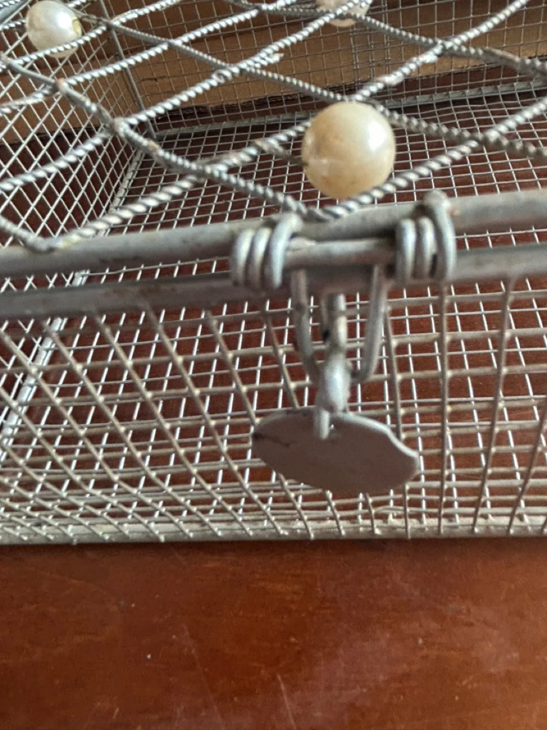 Vintage Wire Basket with Pearl Accents thumbnail