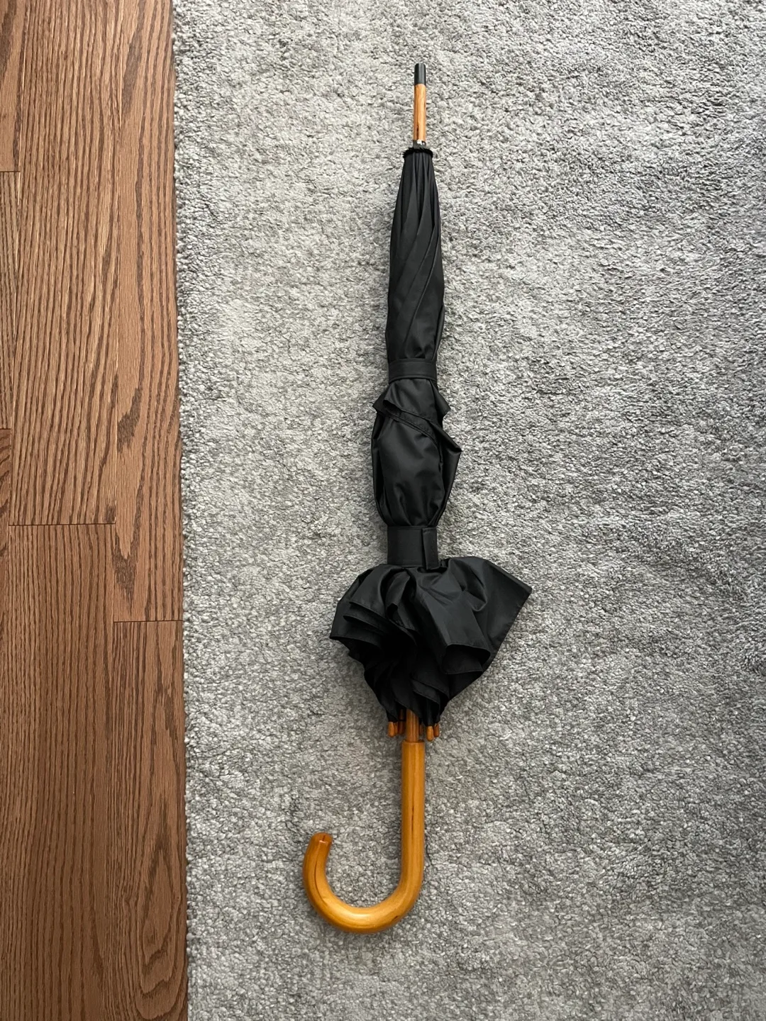 Black Umbrella with Wooden Handle thumbnail