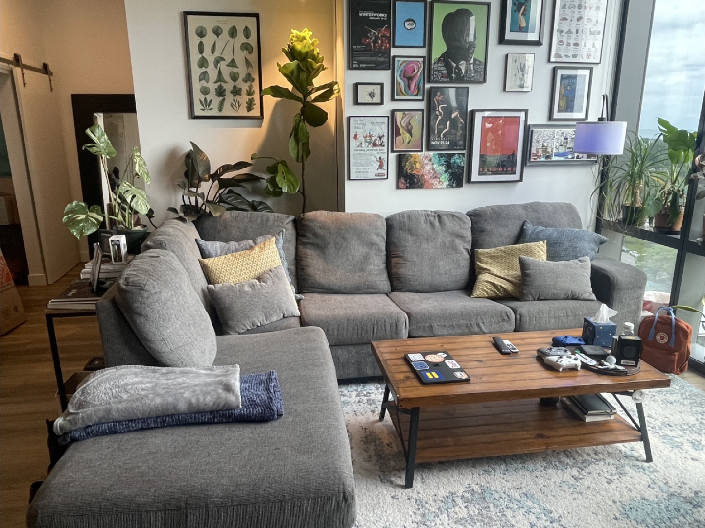 2 Piece Gray Sectional Sofa