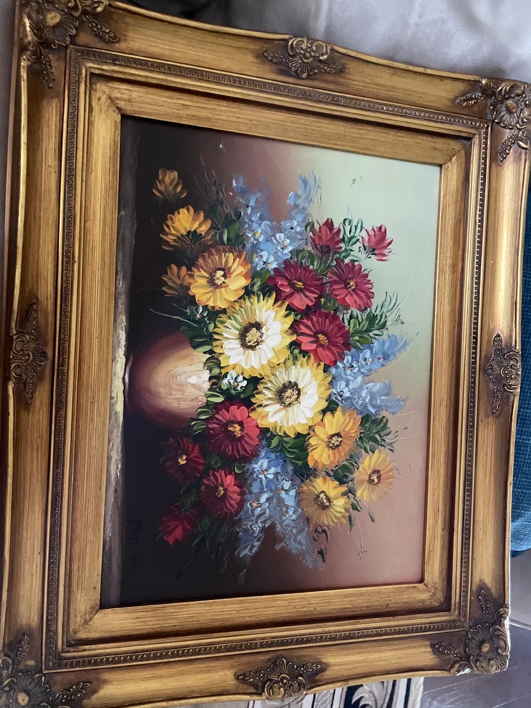 Floral Oil Painting in Ornate Frame thumbnail