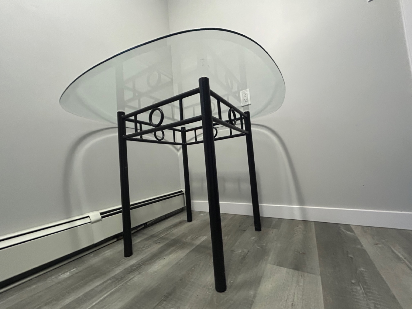 Glass Top Table with Black Metal Frame