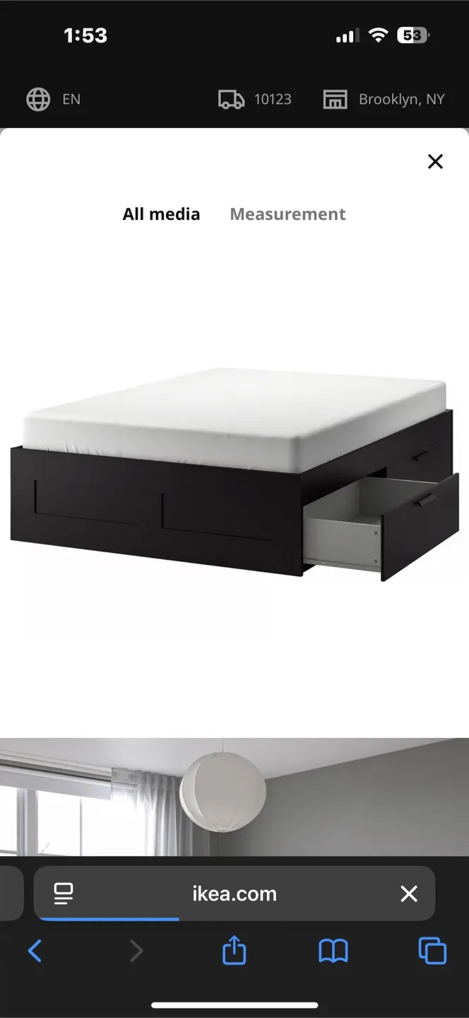 Queen IKEA Brimnes Bed Frame with Storage - Black, Queen thumbnail